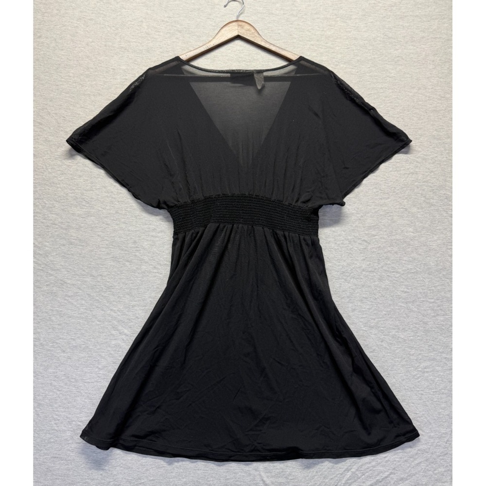 La Blanca By Rod Beattie A Line Dress Womens Large Black Smocked‎ Waist V Neck